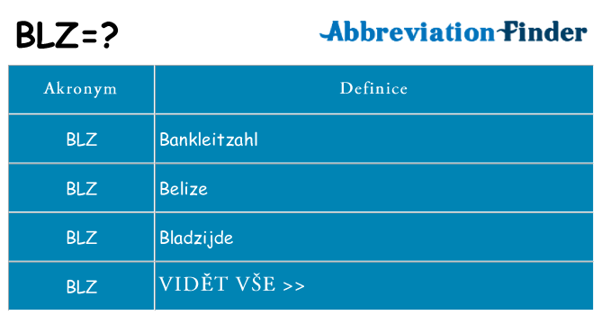 Co Je BLZ? -definice BLZ | Zkratka Finder