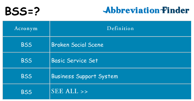 What Does BSS Mean BSS Definitions Abbreviation Finder