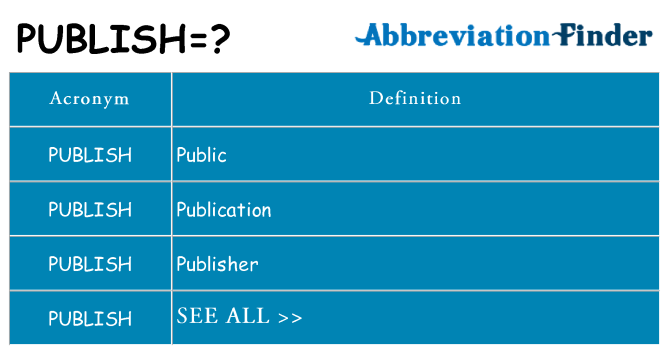 What Does PUBLISH Mean PUBLISH Definitions Abbreviation Finder