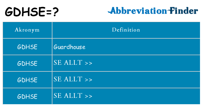 Vad står gdhse för