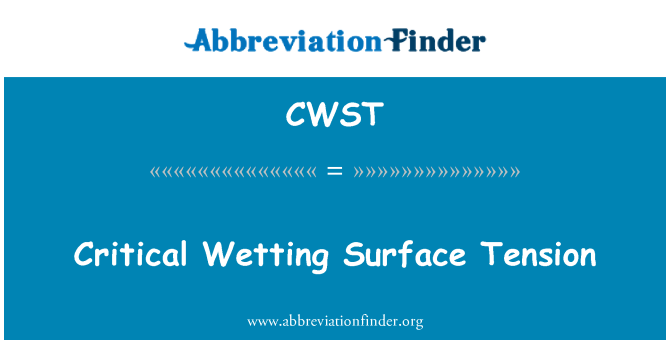 CWST significa Tensão de superfície crítica umectante - Critical ...